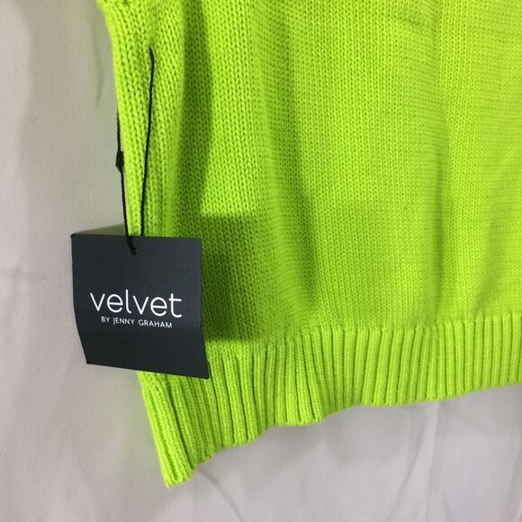 NEW Velvet By Jenny Graham Sleeveless V Neck Collared Knit Top Lime Green M NWT - Picture 5 of 6